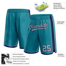 Load image into Gallery viewer, Custom Teal Gray-Navy Authentic Basketball Shorts

