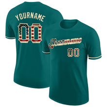 Charger l&#39;image dans la galerie, Custom Teal Vintage USA Flag-City Cream Performance T-Shirt
