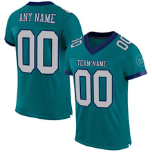Load image into Gallery viewer, Custom Teal Gray-Navy Mesh Authentic Football Jersey
