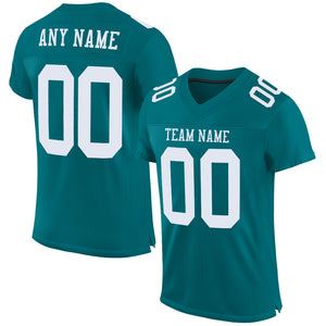 Custom Teal White Mesh Authentic Football Jersey