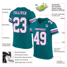 Load image into Gallery viewer, Custom Teal White-Pink Mesh Authentic Football Jersey

