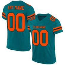 Load image into Gallery viewer, Custom Teal Orange-Black Mesh Authentic Football Jersey
