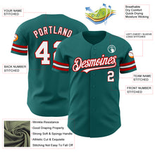 Load image into Gallery viewer, Custom Teal White-Red Authentic Baseball Jersey
