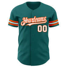 Laden Sie das Bild in den Galerie-Viewer, Custom Teal White-Orange Authentic Baseball Jersey
