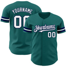 Laden Sie das Bild in den Galerie-Viewer, Custom Teal White-Navy Authentic Baseball Jersey
