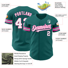 Laden Sie das Bild in den Galerie-Viewer, Custom Teal White-Pink Authentic Baseball Jersey
