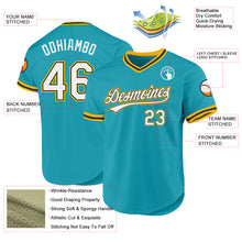 Laden Sie das Bild in den Galerie-Viewer, Custom Teal Black-Gold Authentic Throwback Baseball Jersey
