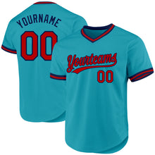 Load image into Gallery viewer, Custom Teal Red-Navy Authentic Throwback Baseball Jersey
