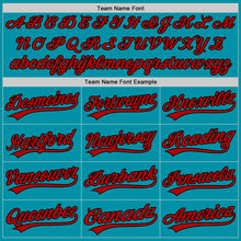 Load image into Gallery viewer, Custom Teal Red-Black Authentic Throwback Baseball Jersey
