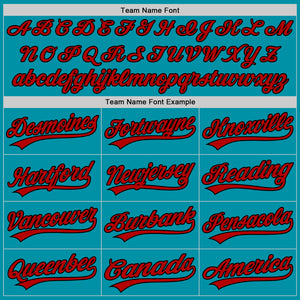 Custom Teal Red-Black Authentic Throwback Baseball Jersey