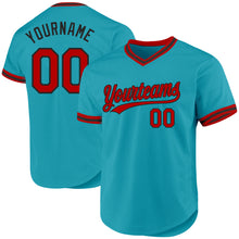 Load image into Gallery viewer, Custom Teal Red-Black Authentic Throwback Baseball Jersey
