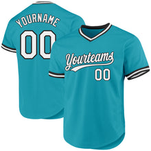 Load image into Gallery viewer, Custom Teal White-Black Authentic Throwback Baseball Jersey
