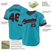 Laden Sie das Bild in den Galerie-Viewer, Custom Teal Black-Red Authentic Throwback Baseball Jersey
