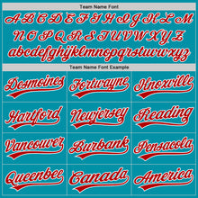 Load image into Gallery viewer, Custom Teal Red-White Authentic Throwback Baseball Jersey
