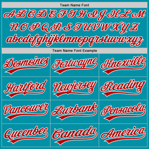 Custom Teal Red-White Authentic Throwback Baseball Jersey