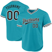 Load image into Gallery viewer, Custom Teal Black-White Authentic Throwback Baseball Jersey
