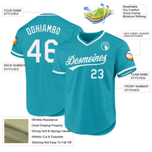 Load image into Gallery viewer, Custom Teal White Authentic Throwback Baseball Jersey
