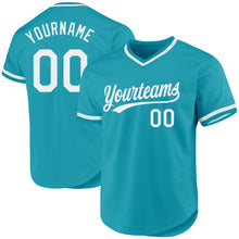 Load image into Gallery viewer, Custom Teal White Authentic Throwback Baseball Jersey
