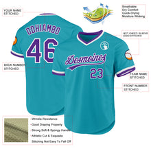 Laden Sie das Bild in den Galerie-Viewer, Custom Teal Purple-White Authentic Throwback Baseball Jersey
