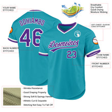 Load image into Gallery viewer, Custom Teal Purple-White Authentic Throwback Baseball Jersey

