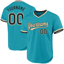 Laden Sie das Bild in den Galerie-Viewer, Custom Teal Black-Cream Authentic Throwback Baseball Jersey
