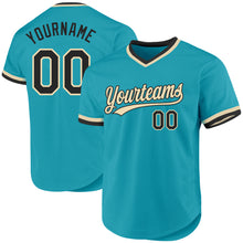 Load image into Gallery viewer, Custom Teal Black-Cream Authentic Throwback Baseball Jersey
