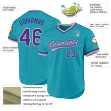 Load image into Gallery viewer, Custom Teal Purple-Gray Authentic Throwback Baseball Jersey
