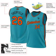 Load image into Gallery viewer, Custom Teal Orange-Black Authentic Throwback Basketball Jersey
