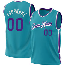 Load image into Gallery viewer, Custom Teal Purple-White Authentic Throwback Basketball Jersey
