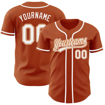 Custom Texas Orange White Authentic Baseball Jersey