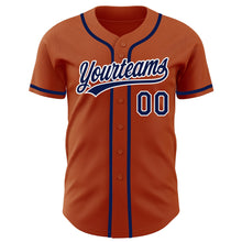 Load image into Gallery viewer, Custom Texas Orange Navy-White Authentic Baseball Jersey
