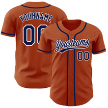 Laden Sie das Bild in den Galerie-Viewer, Custom Texas Orange Navy-White Authentic Baseball Jersey
