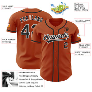Custom Texas Orange Black-White Authentic Baseball Jersey