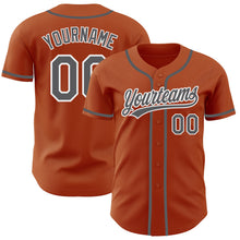 Laden Sie das Bild in den Galerie-Viewer, Custom Texas Orange Steel Gray-White Authentic Baseball Jersey
