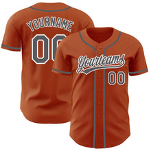 Load image into Gallery viewer, Custom Texas Orange Steel Gray-White Authentic Baseball Jersey
