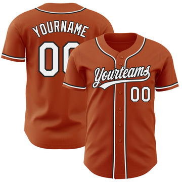 Custom Texas Orange White-Black Authentic Baseball Jersey