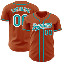 Laden Sie das Bild in den Galerie-Viewer, Custom Texas Orange Teal-White Authentic Baseball Jersey
