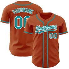 Load image into Gallery viewer, Custom Texas Orange Teal-White Authentic Baseball Jersey
