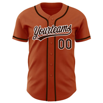 Custom Texas Orange Brown-White Authentic Baseball Jersey