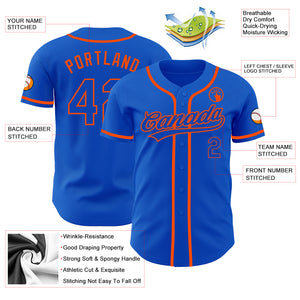 Custom Thunder Blue Orange Authentic Baseball Jersey