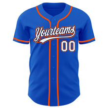 Laden Sie das Bild in den Galerie-Viewer, Custom Thunder Blue White Navy-Orange Authentic Baseball Jersey
