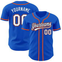 Laden Sie das Bild in den Galerie-Viewer, Custom Thunder Blue White Navy-Orange Authentic Baseball Jersey
