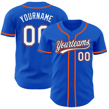 Custom Thunder Blue White Navy-Orange Authentic Baseball Jersey
