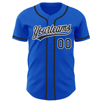 Custom Thunder Blue Black-White Authentic Baseball Jersey