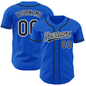 Custom Thunder Blue Black-White Authentic Baseball Jersey