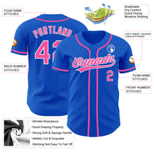 Laden Sie das Bild in den Galerie-Viewer, Custom Thunder Blue Pink-White Authentic Baseball Jersey
