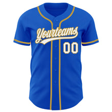 Laden Sie das Bild in den Galerie-Viewer, Custom Thunder Blue White-Old Gold Authentic Baseball Jersey
