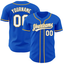 Load image into Gallery viewer, Custom Thunder Blue White-Old Gold Authentic Baseball Jersey
