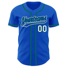 Laden Sie das Bild in den Galerie-Viewer, Custom Thunder Blue White-Kelly Green Authentic Baseball Jersey
