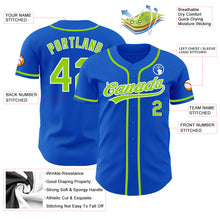 Laden Sie das Bild in den Galerie-Viewer, Custom Thunder Blue Neon Green-White Authentic Baseball Jersey
